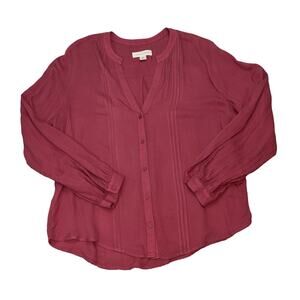Treasure & Bond Pink Textured Button Down Blouse Top M